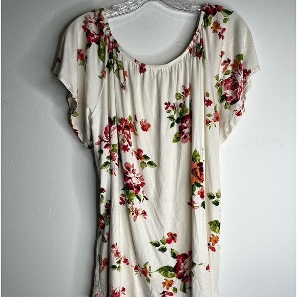 143 Story by Line Up Off Shoulders Blouse Large Stretchy Beige Floral - Picture 8 of 8